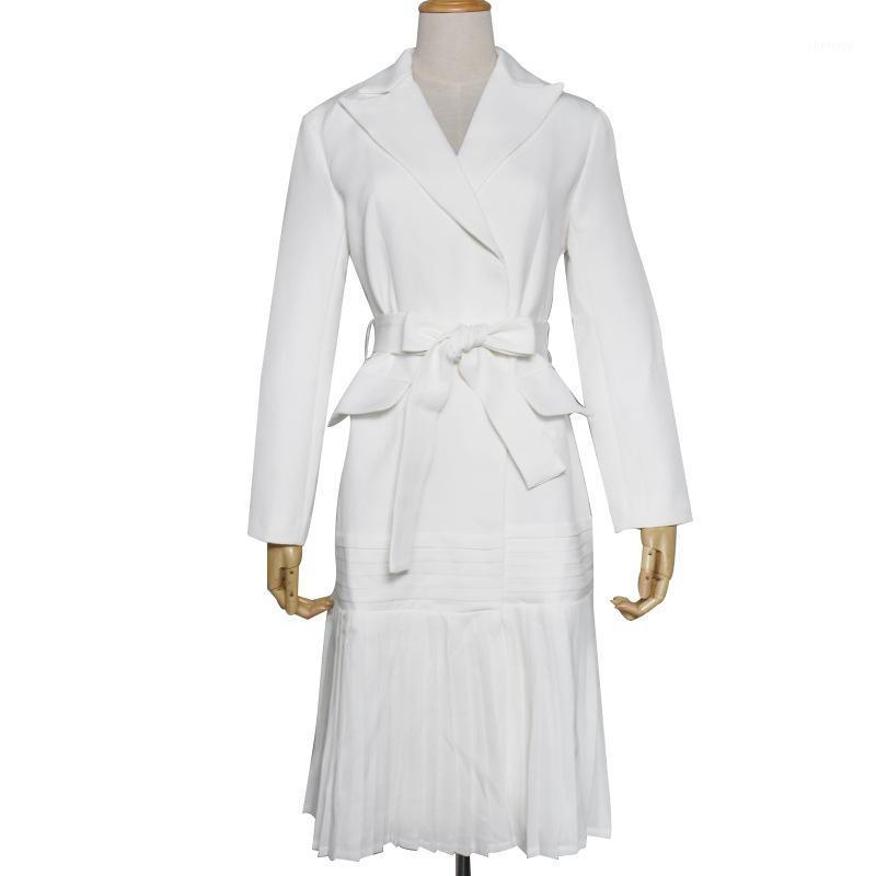 

Women' Trench Coats White Windbreaker For Women Notched Long Sleeve High Waist With Sashes Female Windbreakers 2022 Spring Fashion