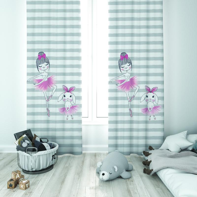 

Curtain & Drapes Cute Ballerina Girl And Tiny Pattern Baby Kids Room Special Design Shading Sash Hook Button Blackout Jealous, 65x135 cm ( 1 pcs)