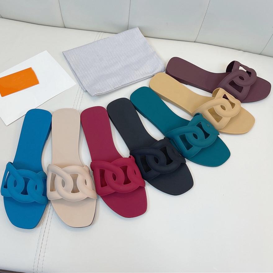 

2022 Fashion Solid Color Women Flat Slippers Luxury Soft Simple Open-toe Sandals Designer Comfort Loafers Top Quality Slides Outdoor Beach Shoes Popular Flip-flops, Color1
