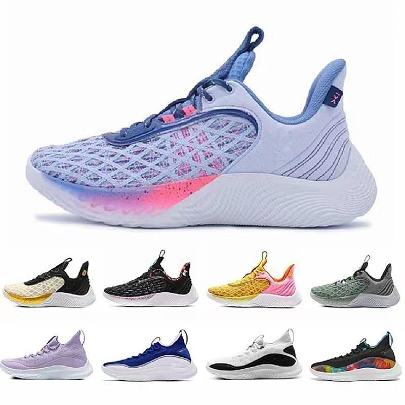 2022 Nouveau chaud Stephen Curry 9 Chaussures décontractées de basket-ball Steph Mens Curry 8 Gold / Championnat MVP Finales Training Sneakers Fe