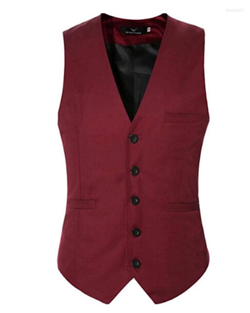 

Men's Vests Men Suits Plus Size Blue Red Green Black Multicolor Vest Slim Fit Business Groom Tuxedos Formal Wedding Suit Only One Stra22, Custom color