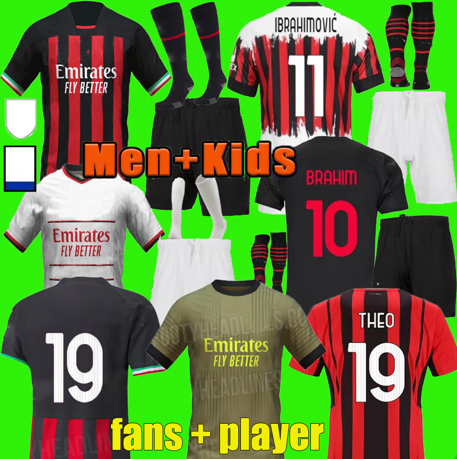 

IBRAHIMOVIC 21 22 GIROUD AC BENNACER soccer jersey 2022 2023 4TH KESSIE MILAN ROMAGNOLI CALHANOGLU TONALI REBIC football shirt kit maillot men kids kit uniforms, Fans