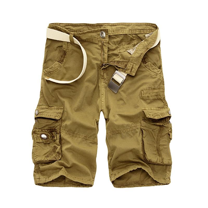 

Men's Shorts Summer Large Size Pants 9 Color Multi Pocket Fashion Cargo Camouflage Knee Length PantsMen's, Yellow