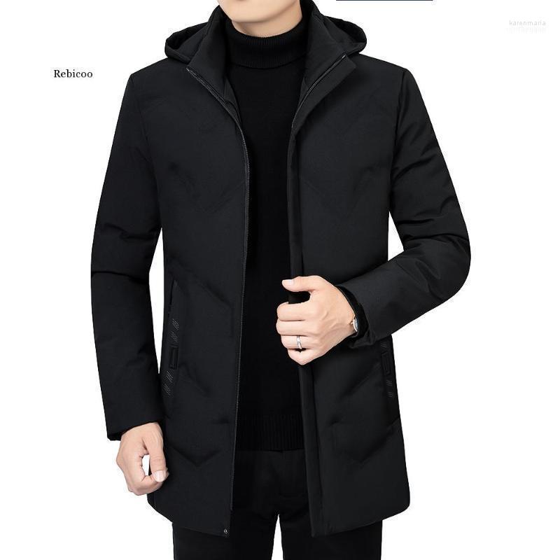 

Men's Down & Parkas Casual Men Winter Parka Mid-Length Warm Jacket Outwear Windproof Coat Hooded Size -4Xl1 Kare22, Black