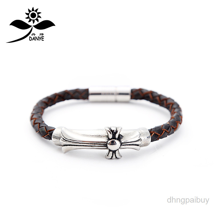 

Designer Ch Bracelet Chrome Brand Men's Titanium Steel Stainless Leather Cross Hearts Hand Chain Lover Gifts Classic Fashion Luxury Jewelry Accessories Rupt