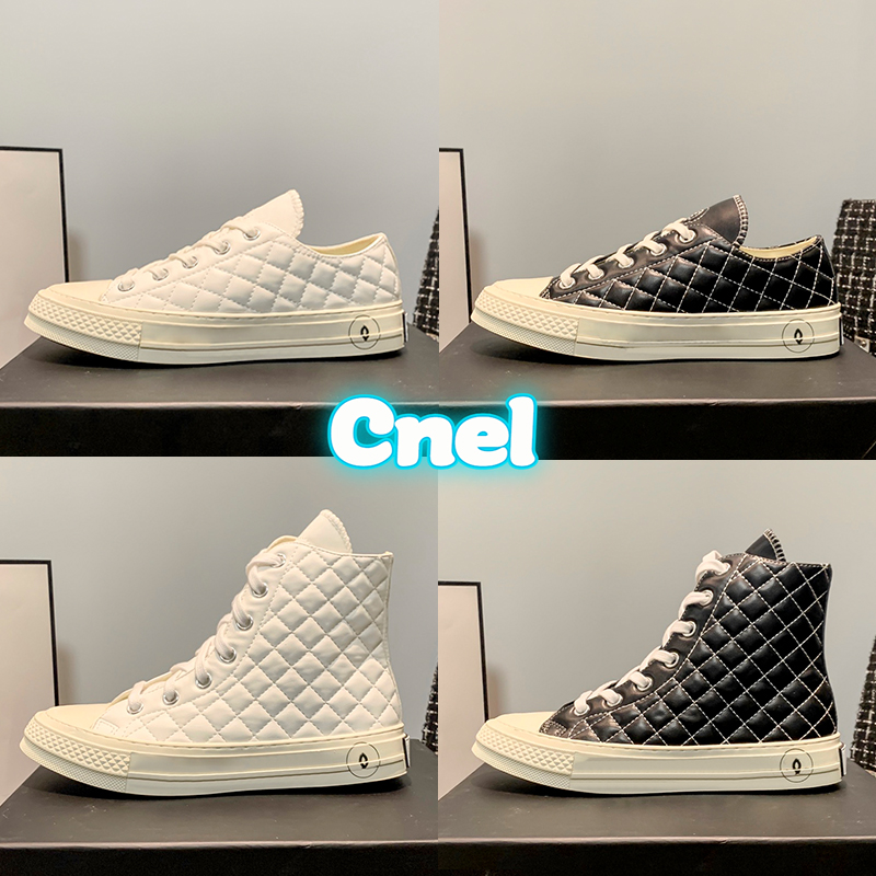 

2022 Luxury cnel casual shoes inter locking x star quilted leather sneaker white black low high top women designer sneakers fashion outdoor womens trainers US 5-10, 02 white low top