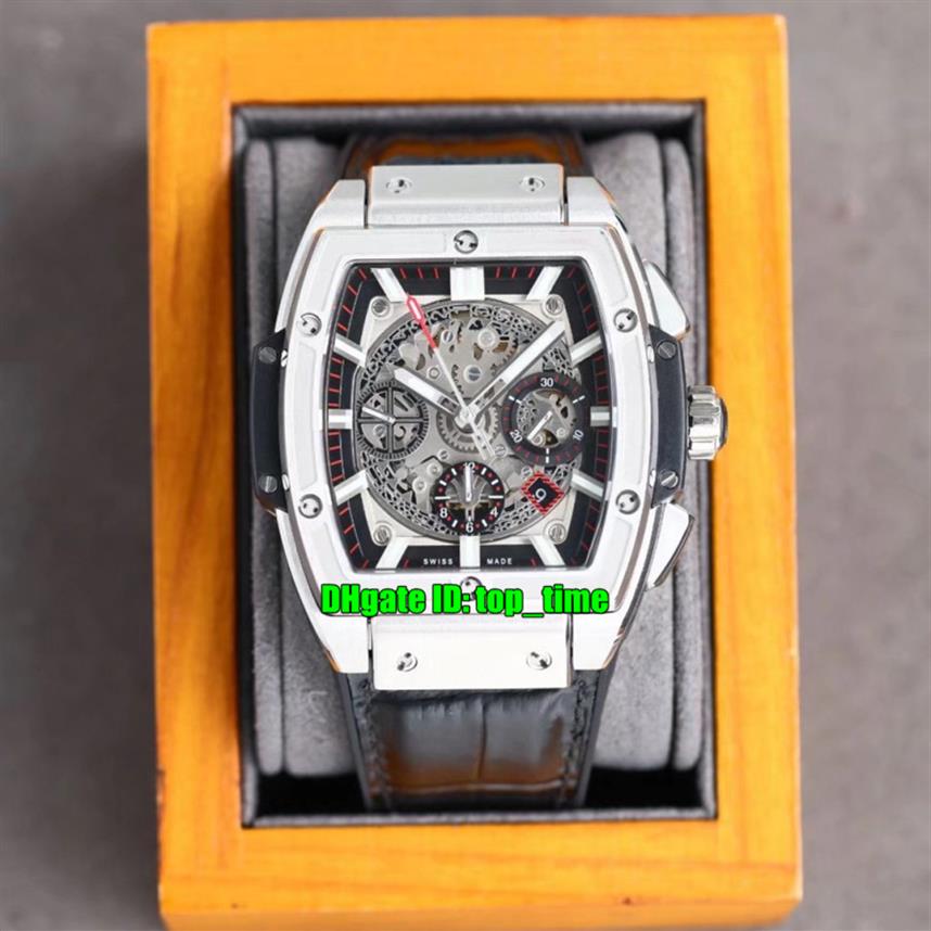 

6 Styles High Quality Watches 42mm Spirit Titanium ETA7750 HUB4700 Automatic Chronograph Mens Watch Skeleton Dial Leather Strap Ge274D, Vip