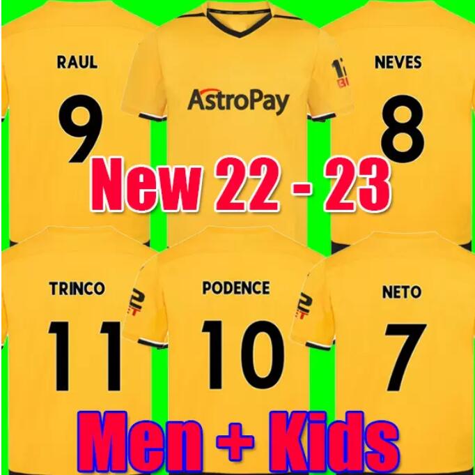 

2022 2023 Wolves Soccer Jerseys ADAMA KILMAN SEMEDO RAUL NETO NEVES Wanderers J.OTTO PODENCE GIBBS WHITE Wolverhampton Football Shirts Men Kids Kits, 22 23 home