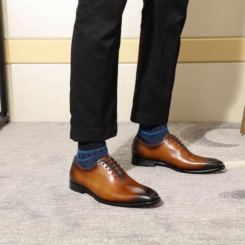 

High-end Oxford Shoes Men Leather Casual Fashion Classic Wild British Cowhide Handmade A Leather Business Formal Dress KB210, Clear