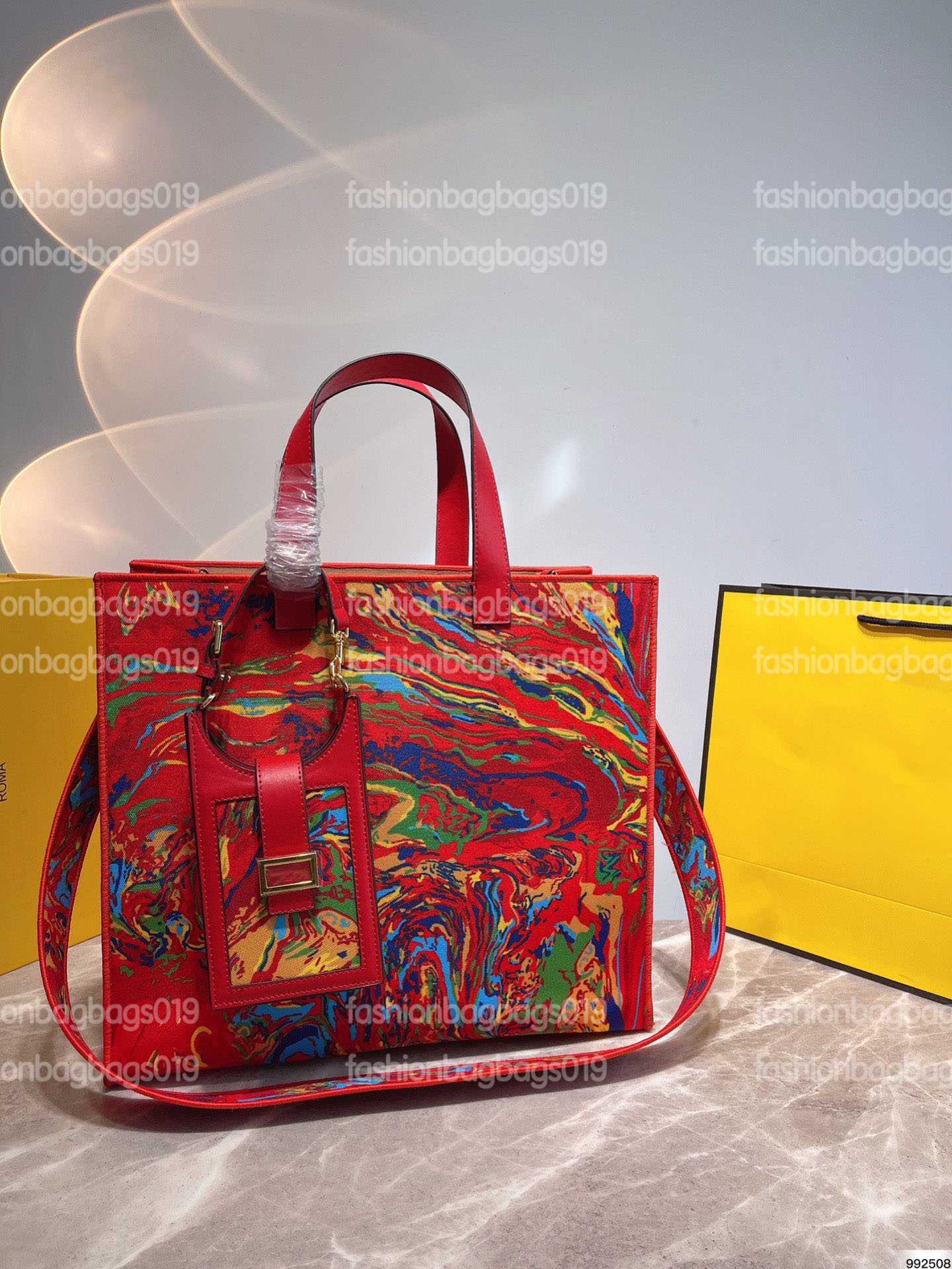 

Shopper Tote Bag Designer Womens 2022ss Luxury Handbag Tiger Printed Jacquard Fabric Multicolour Calf Leather Handle Bags Large Capacity For Women