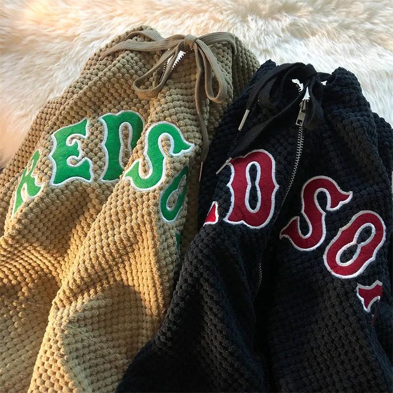 

Women's Hoodies & Sweatshirts Warm Hoodie Y2K Solid Color Harajuku Retro Punk Park Streetwear Letter Print O-neck Cardigan Top Loose Knit Sw, Black