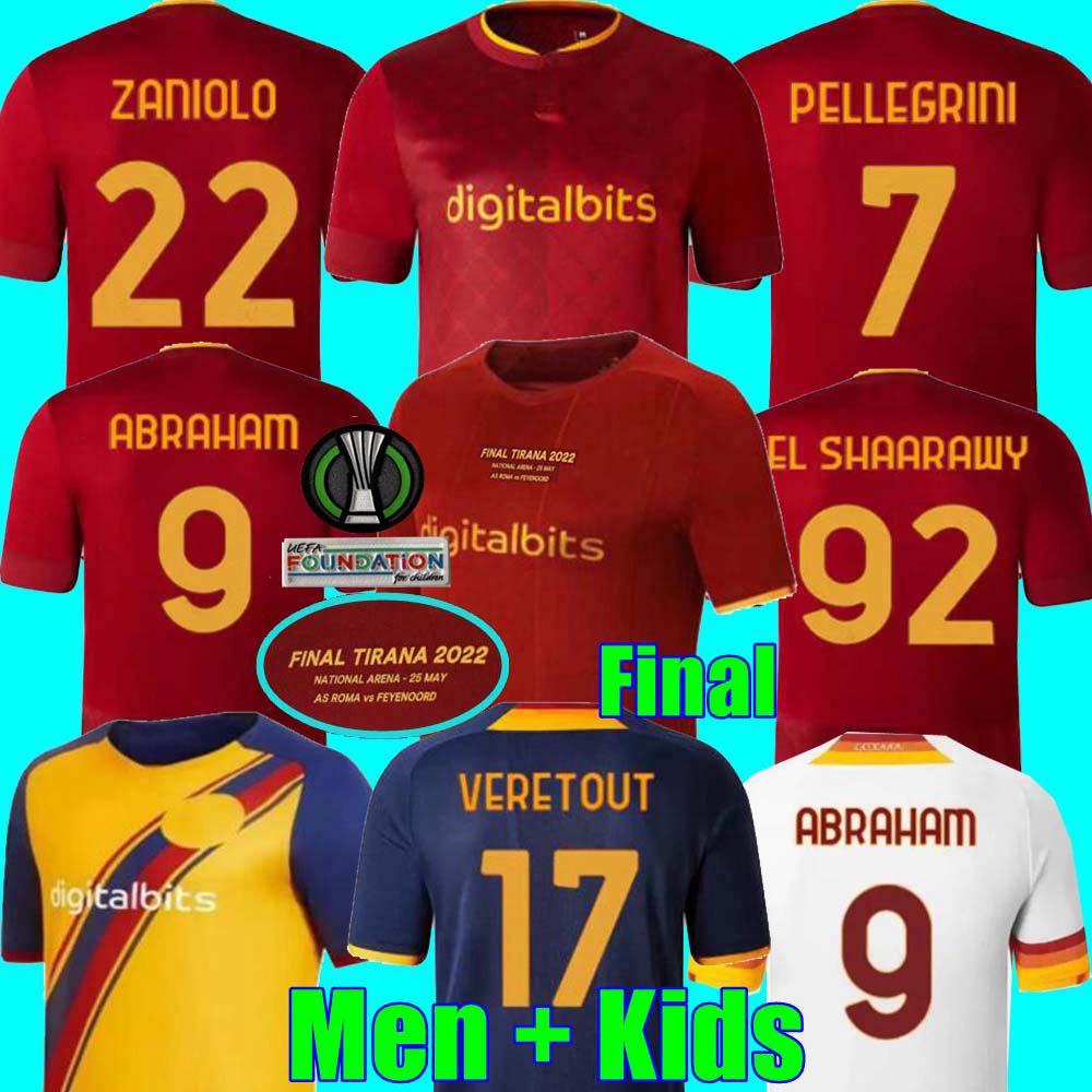 

21 22 23 SOCCER JERSEYS home final Pastore Pellegrini Abraham2022 2023 totti Zaniolo DZEKO MANCINI KUMBULLA men and kids kit FOOTBALL EL SHAARAWY Uniform es ROMA, 4th kids