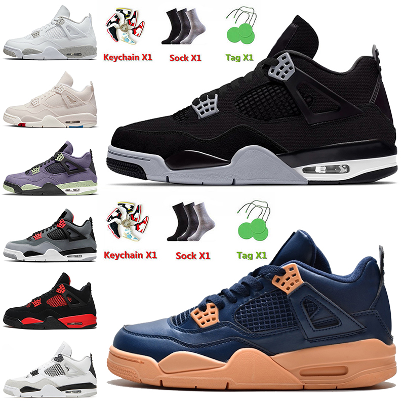 

4s Men basketball shoes jorda Black Canvas 4 Canyon Purple Red Thunder White Oreo off Yellow Columbia Starfish Bred mens outdoor sports trainers sneakers size 36-47, C15 black cat 36-47