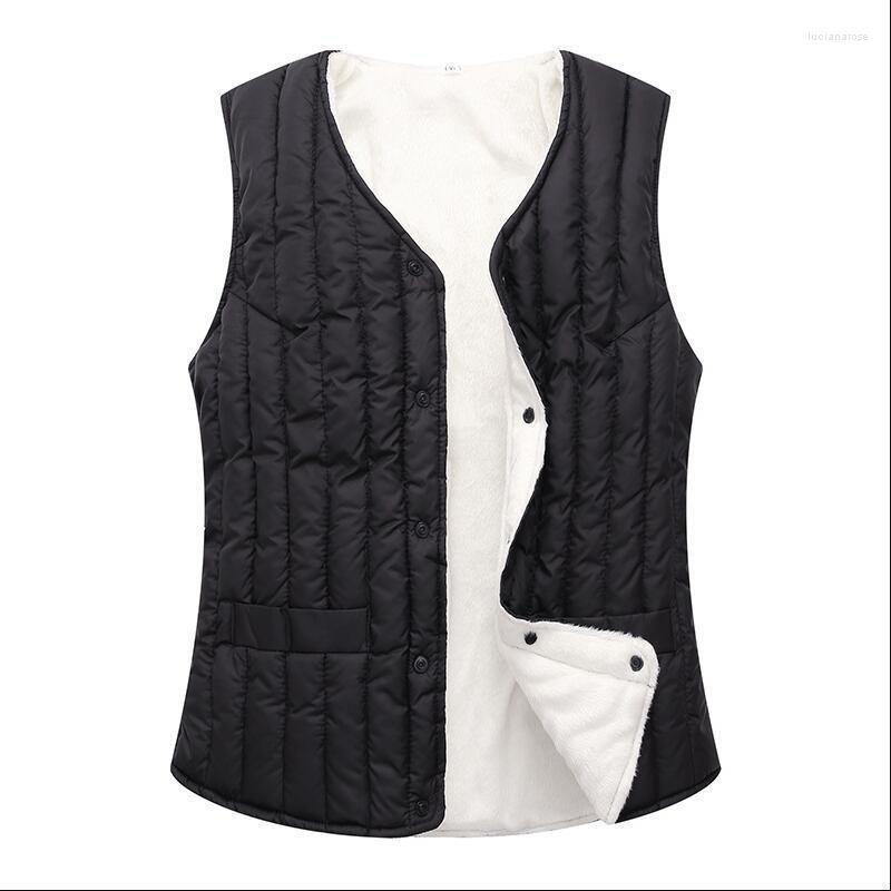 

Women's Vests Winter Fashion Women V-Neck Single-Breasted Sleeveless Catch Fleece Warm Waistcoat Pure Color Casual Ruched Vest Oversize -5X, Black