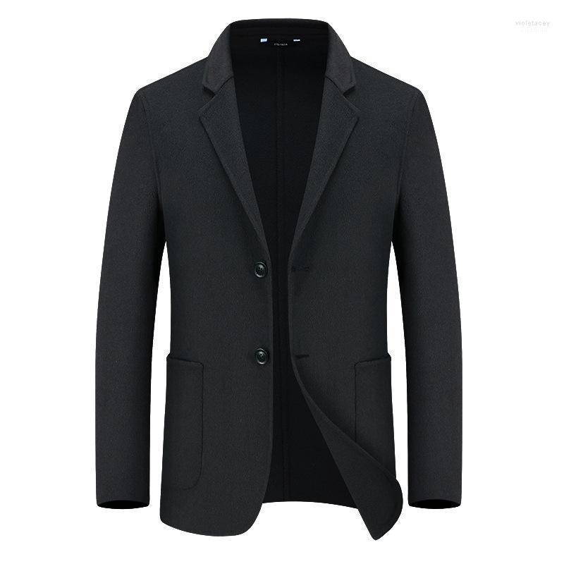 

Men's Wool & Blends Double Faced Nylon Casual Suit Woollen Top Slim Fit Korean Cashmere Jacket Short Fashion Winter Viol22, Black