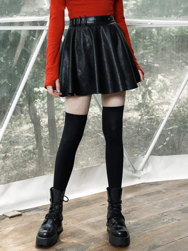 

Skirts Punk Rave Women's Bullets Faux Leather A-line PQ-666BQ Asian Szie(-XL, Black