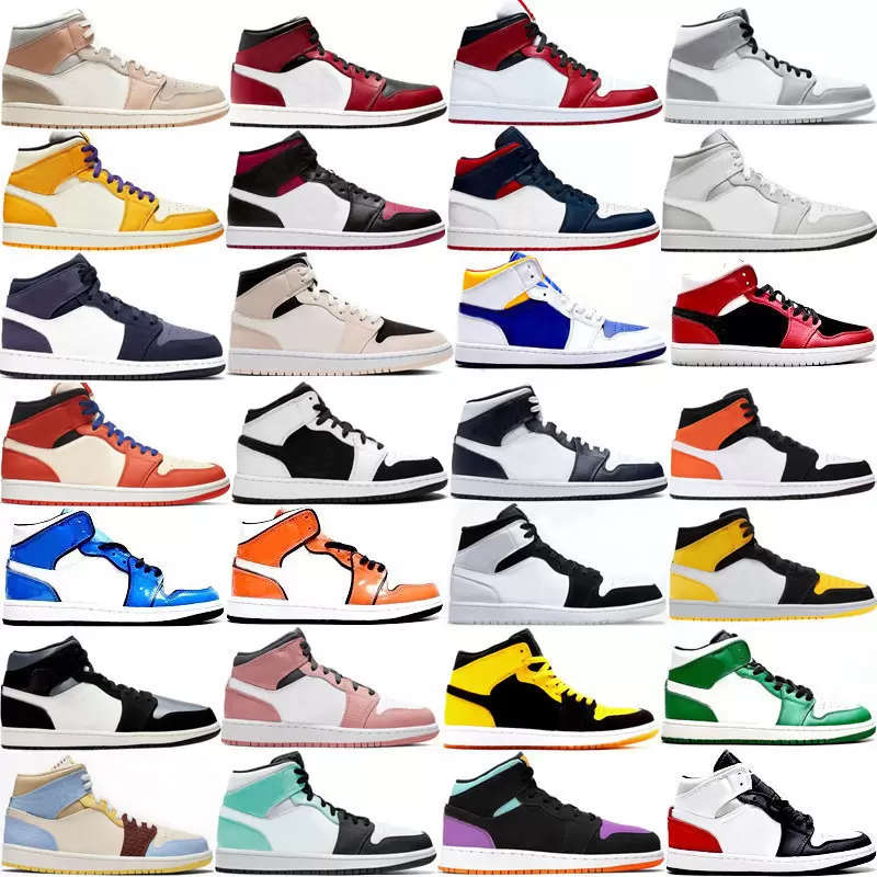 

Basketball Shoes 1s Man Woman Mens Sneakers Mid 1 Light Smoke Grey Chicago Pink Quartz Obsidian Turf Orange Sanded Purple Grey Camo Signal, 90