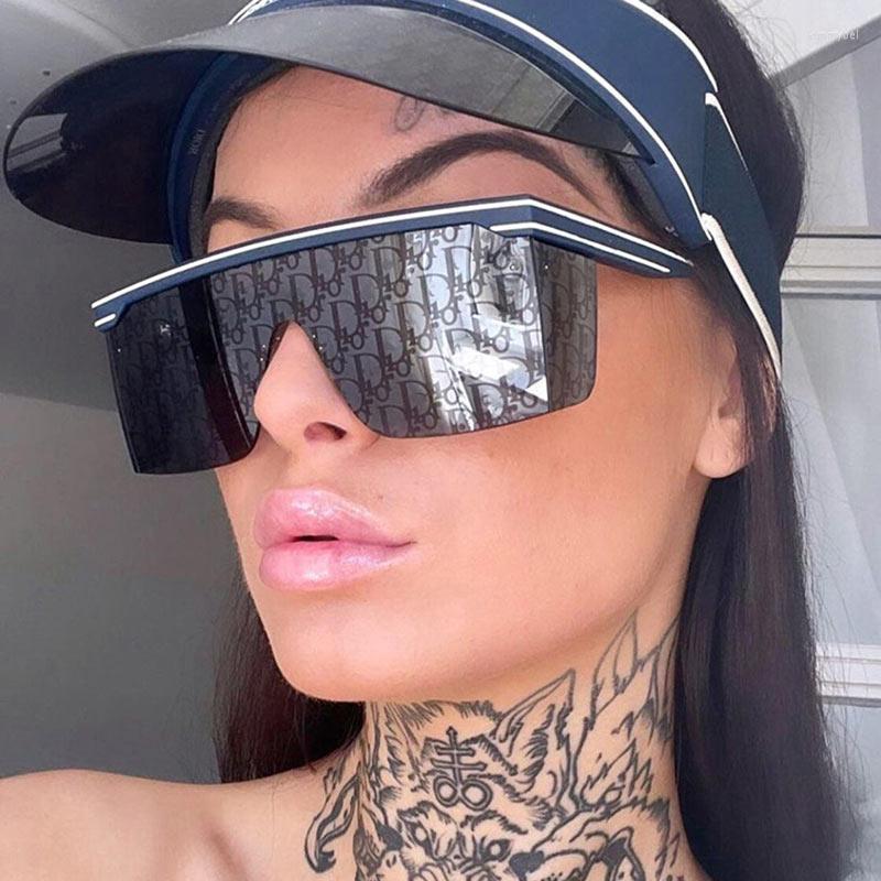 

Sunglasses Fashion Conjoined Letters Watermark Punk Retro Frameless Large Frame Men'S And Women'S 2022Sunglasses Kimm22