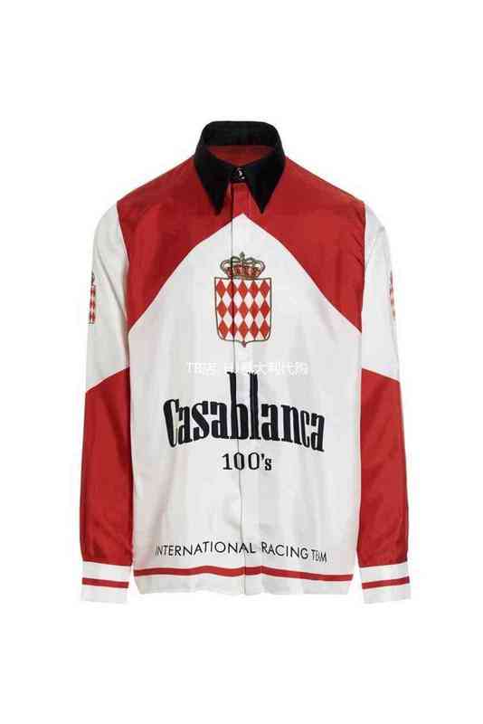 

Casablanca aw21 men designer shirts Casa silk twill Print Long Sleeve fashion Shirt, Clear