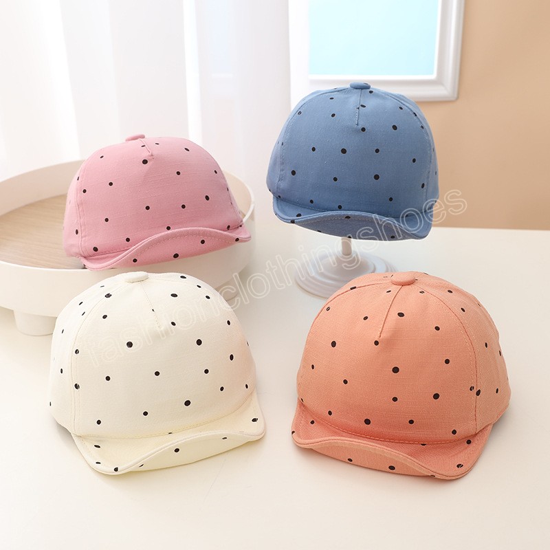 Spring Summer Baby Baseball Cap Cartoon Dot Printed Newborn Sun Hats Soft Cotton Kids Boy Girl Visor Cap For Newborns