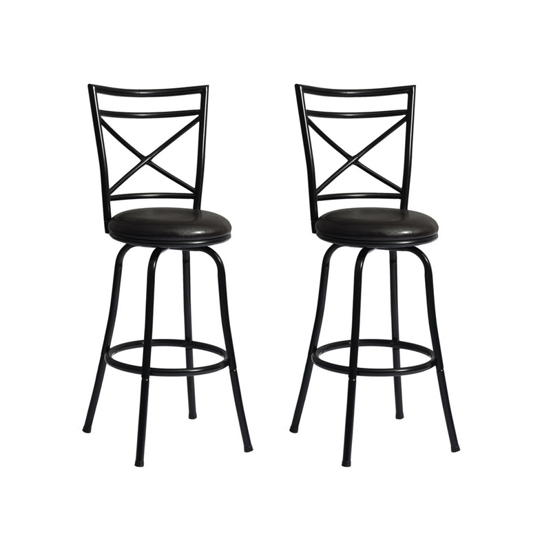 

For Dining Room Vintage Industrial Counter Height Bar Stools Set of 2 Swivel Barstools with Metal Back for Kitchen Island