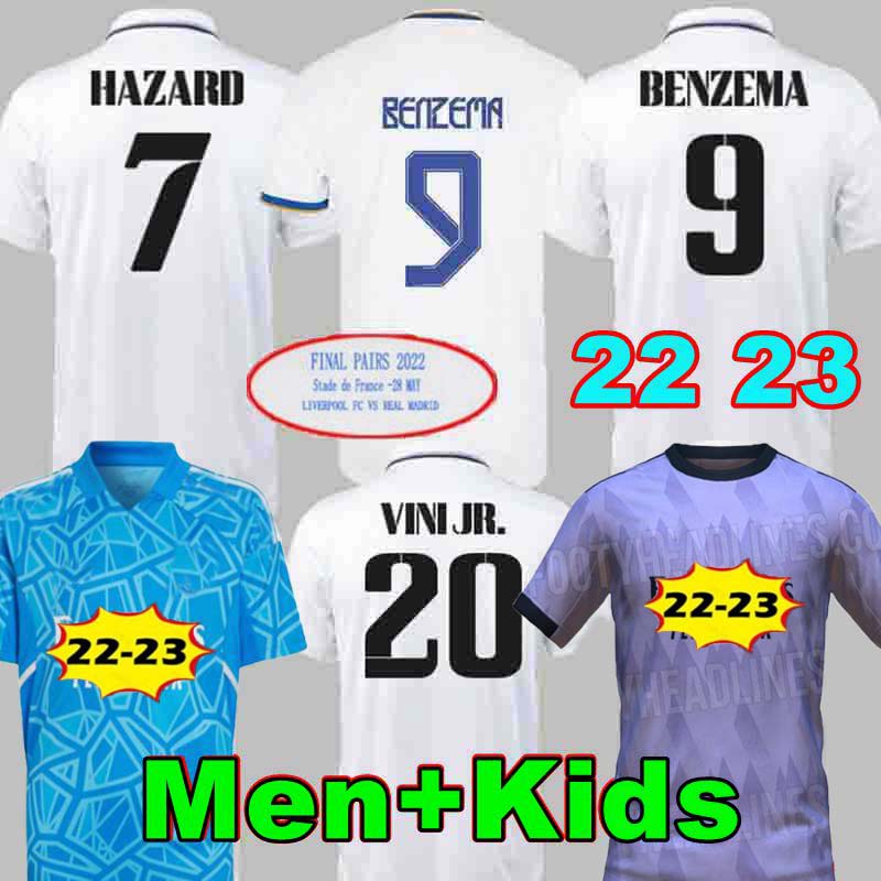 

2023 BENZEMA Finals soccer jersey 22 23 football shirt Real Madrids CAMAVINGA ALABA MODRIC VALVERDE Fourth camiseta 2021 2022 uniforms VINI JR TCHOUAMENI men kids, 22 23 home +lfp