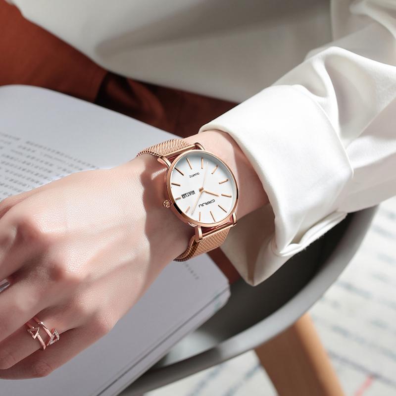 

Wristwatches Women Watches Luxury Wrist Watch Relogio Feminino Clock For Milanese Steel Lady Rose Gold Quartz Ladies WristwatchesWristwatche, Rose white