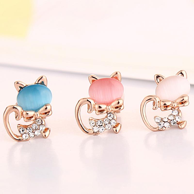 

Clip-on & Screw Back Korea Style Opal Rhinestone Crystal Clip On Earring Wihtout Piercing For Women Travel No Hole Ear 3 Colors Jewelry