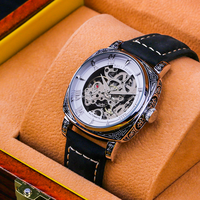 

2022 brand watch automatic hollow out mechanical watch male carved gift Q1, C1