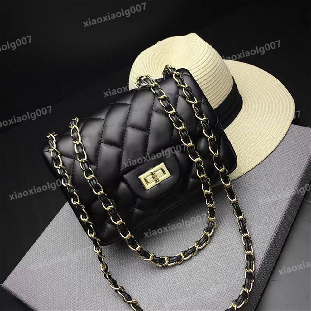 

5A Top quality cross design bag luxury fashion shoulder designer women's handbag sheepskin handbag with gold chain flip shoulder Wallets, Box