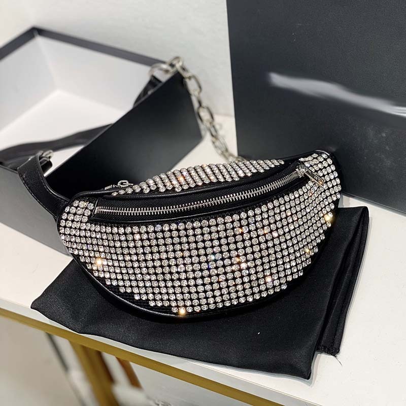 Designer Bags Aw Rhinestone Women's 2022 New Fashion Flash Set Chest Waist Chain Single Shoulder Messenger