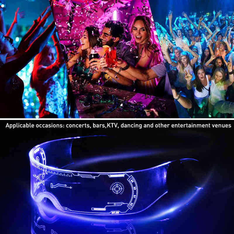 

Sunglasses Led Luminous Glasses El Flashing Neon Bar Christmas Birthday Party Decorations Cycling Light Up Bike Rave 220402