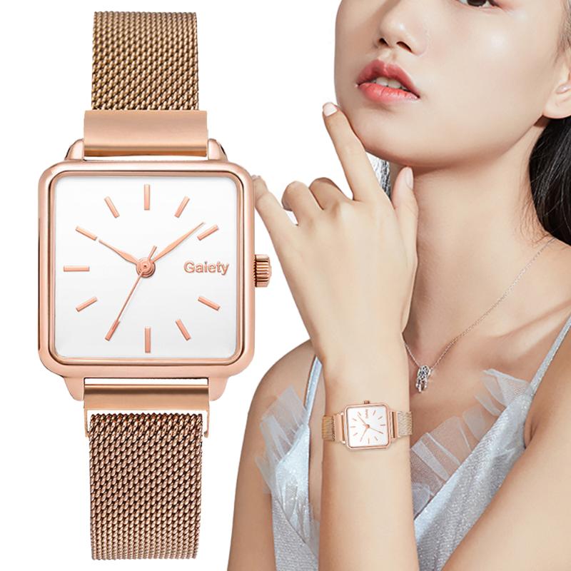 

Wristwatches Minimalist Square Women Quartz Watches Qualities Ladies Stainless Steel Magnet Luxury Fashion Female Watch Gifts, White