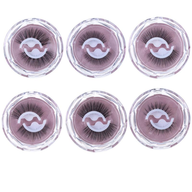 

False Eyelashes 1Pair Self-adhesive 3D Mink Lashes Natural Curly Thick Wispy 3 Seconds To Wear Eye Extension ToolsFalse