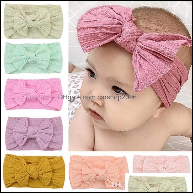 Bandeaux Bijoux De Cheveux Bébé Filles Nylon Arc Élastique Bowknot Lapin Oreille Bandeaux Chapeaux Enfants Coiffe Turban Noeud Bandeaux Wraps 26