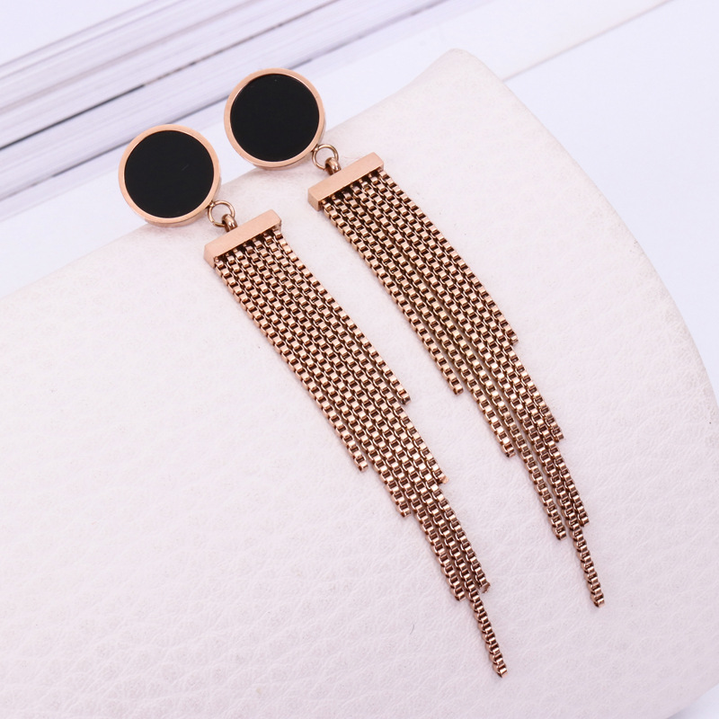 

2022 Top Quality Luxury Style Women Fashion Tassel Stud Gold Plated Stainless Steel Lover Gifts Designer Jewelry Engagement Earrings Wholesale