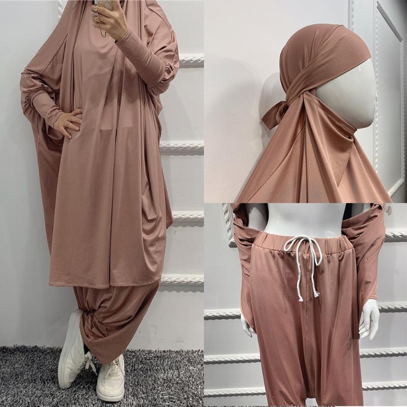 

Ethnic Clothing Muslim Fashion Suit Ladies Ramadan Eid Prayer Costume Turkey Abaya Dubai Jilbab Long Khimar Turban Dress Abayas Islamic