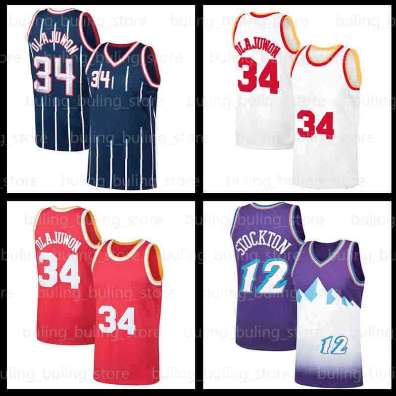 

34 Hakeem Olajuwon Jersey Jason Williams Reggie Miller 31 John Stockton 55 Karl Malone Throwback Houston''Rockets''Allen Iverson Basketball, Jersey(fugu)