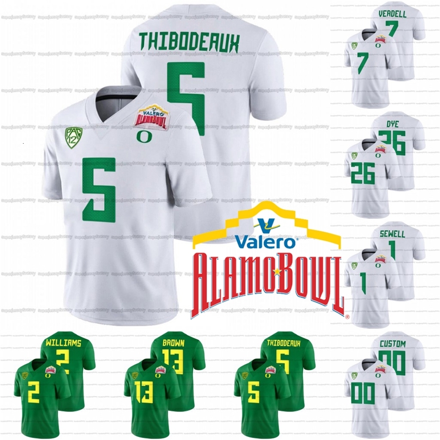 

A3740 Oregon Ducks Jersey 2021 Alamo Bowl NCAA College Football Custom CJ Verdell Kayvon Thibodeaux Travis Dye Noah Sewell Devon Williams Anthony, White women s-xxl