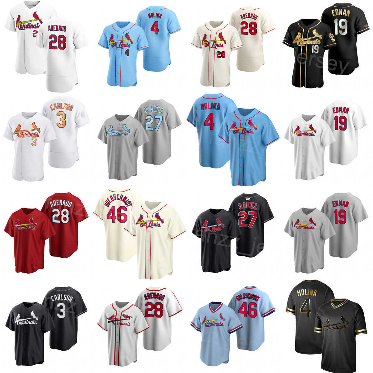 

Man Woman Youth Baseball 4 Yadier Molina Jersey Space City Connect 28 Nolan Arenado 3 Dylan Carlson 27 Tyler ONeill 46 Paul Goldschmidt 19 Edman Red White Blue Beige, Cool base