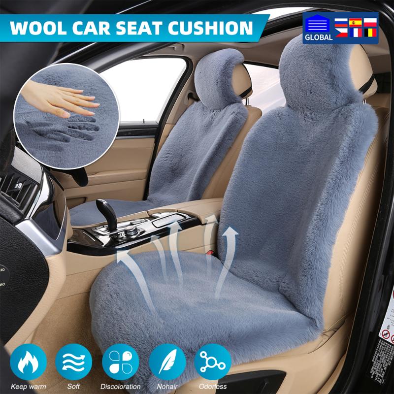 Couvertures de siège auto pour 2 pcs Set Femme hiver peluche peluche en peau de mouton