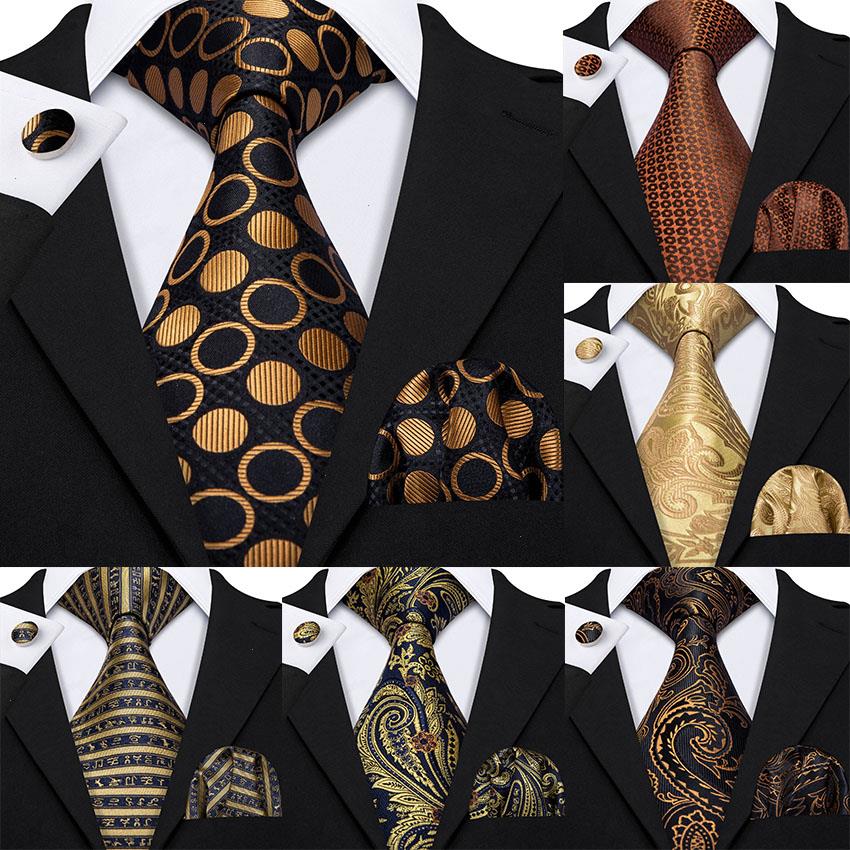 

Gold Mens Ties 100 Silk Jacquard Woven 7 Colors Solid Men Wedding Business Party 8.5cm Neck Tie Set Gs-07