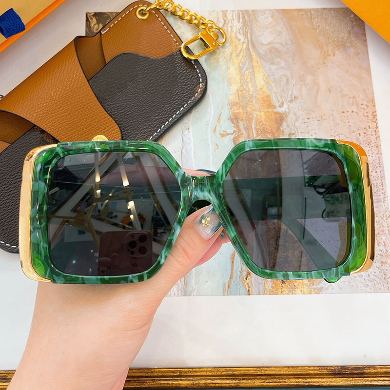 

Designer Sunglasses Z1664W Fashion Shopping Ladies Marble Green Frame Both Sides Metal Engraving Print sunglasses for woman Summer UV 400 with Original Box