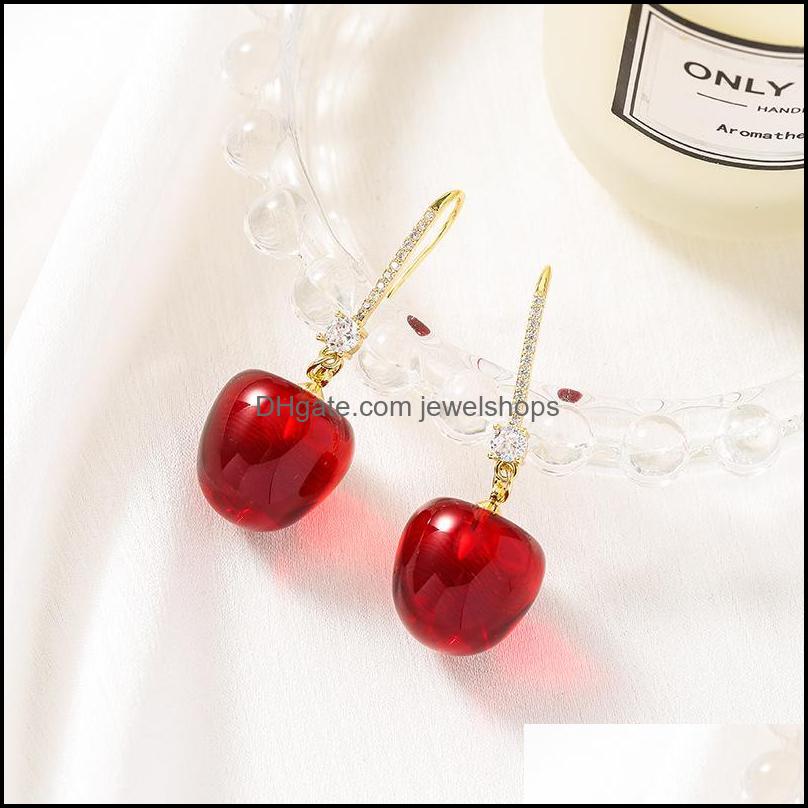 

Cute Red Acrylic Cherry Pendant Earrings For Friends Teen Girls Birthday Gifts Party Accessories Elegant Jewelry Dangle Chandelier Drop De