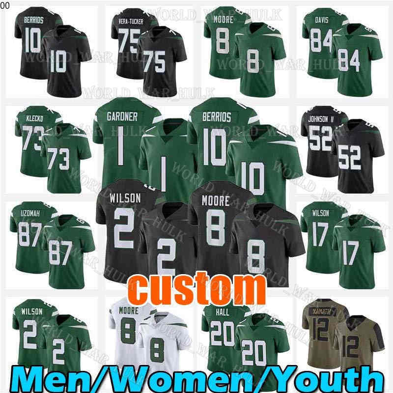 

2 Zach Wilson Football Jersey 8 Elijah Moore Braxton Berrios Ahmad Sauce Gardner Garrett Joe Flacco Namath Mekhi Becton Michael Carter Curtis Martin C.J. Uzomah Mosley, Youth custom jersey(p q j)