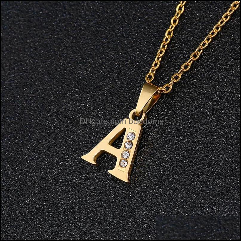 

Pendant Necklaces Pendants Jewelry To Z Stainless Steel Rhinestone 26 Letters Alphabet Necklace For Wome Dhqfd