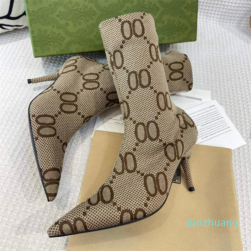 

Designer -knitted sock Over knee-high tall stiletto boots stretch thigh-high pointed toe Ankle Booties for women luxury designer shoes factory 2022, Ankle 8´´