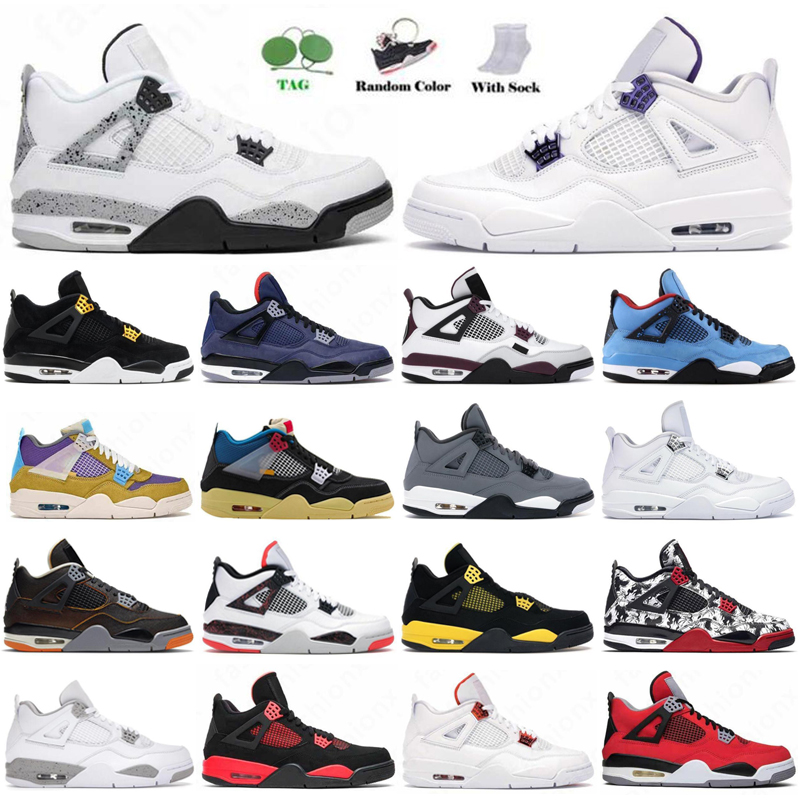 

4 4s Mens Basketball Shoes Jumpman University Blue Red Thunder Jorden Black Cement Cat Cream Sail Bred What The Zen Master Pine Green Trainer Sneakers 36-46, Color 45