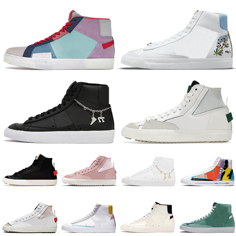 

2022 Fashion Blazer Mid 77 Vintage Mens Women Casual Shoes White Black Pendants Indigo Catechu Multi-Color Platform Trainers Low Classic Green PendantsSneakers Off, D27 jade ash green 36-45