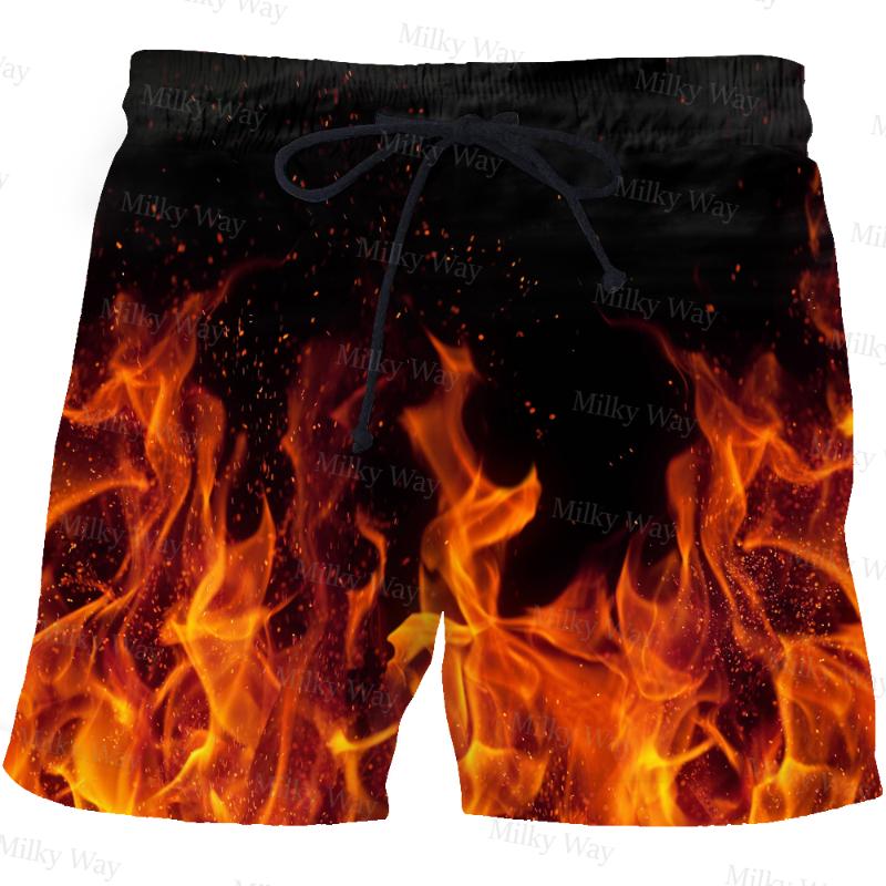 

Men's Shorts Summer Men's Flame Money Print Swimming Pants Casual Outdoor Cool Streetwear Fashion Male Oversized Beach ClothingMen's, Shorts (1)